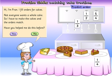 Fraction fiddle: matching cake fractions