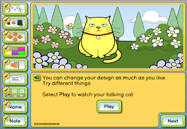 My design: talking cat: choose text