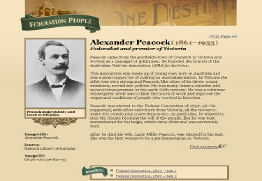 Biography: Federation people: Alexander Peacock