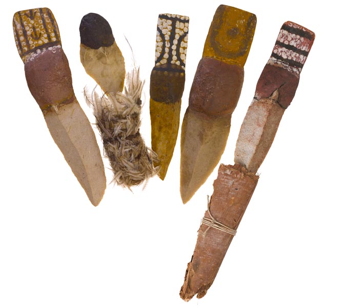 Decorated knives and sheaths, c1900